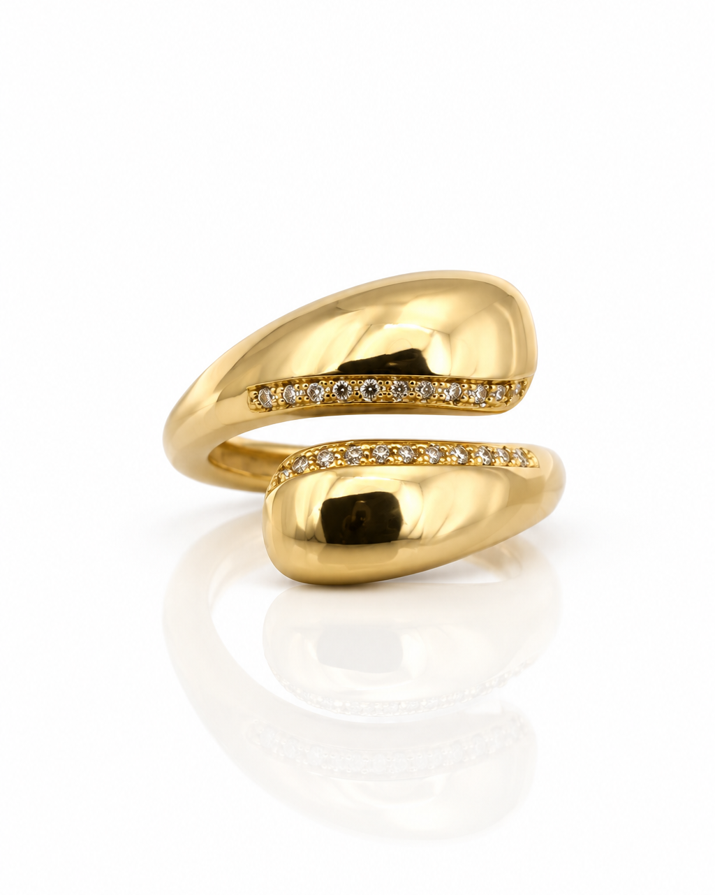 Bague Volta dorée spirale avec zircons pavés