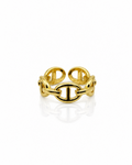 Bague Marina dorée design chaîne marine maillons ovales