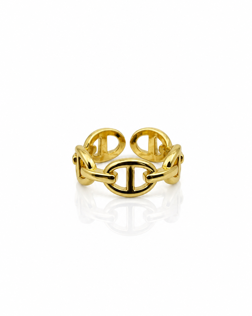 Bague Marina dorée design chaîne marine maillons ovales
