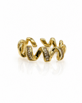 Bague Onda dorée ruban sinueux zircons taille baguette