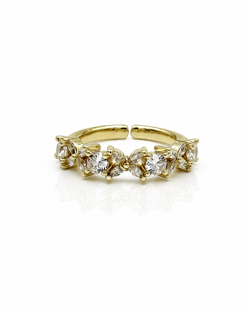 Bague Celeste dorée zircons ronds et marquise couronne
