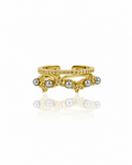 Bague Luna dorée double anneau perles grises étoiles zircons