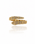 Bague Vipera dorée serpent segments articulés pavé zircons