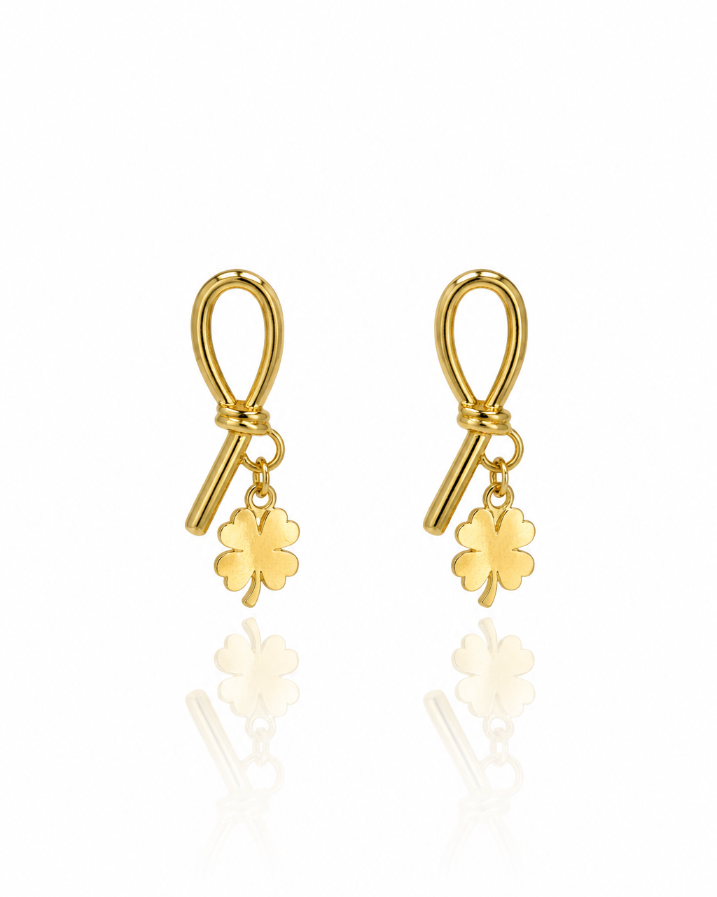 Boucles d'oreilles Evy – pendantes dorées trèfle à 4 feuilles