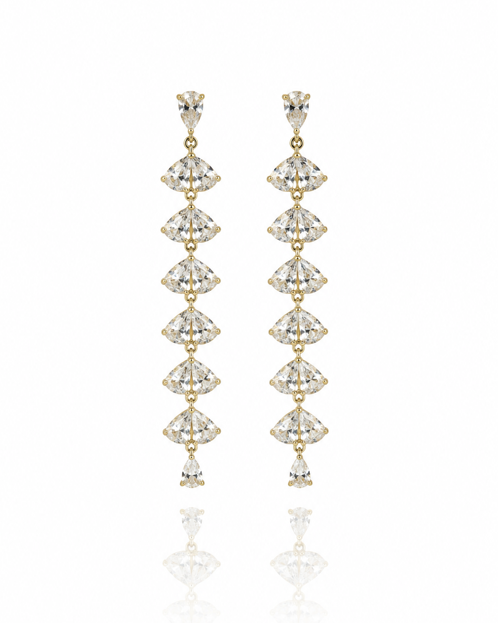 Boucles d'oreilles pendantes cristaux dorées