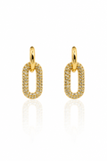 Boucles d'oreilles créoles dorées maillon ovale pavé zircons