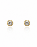 Puces d'oreilles dorées zircon serti clos minimalistes