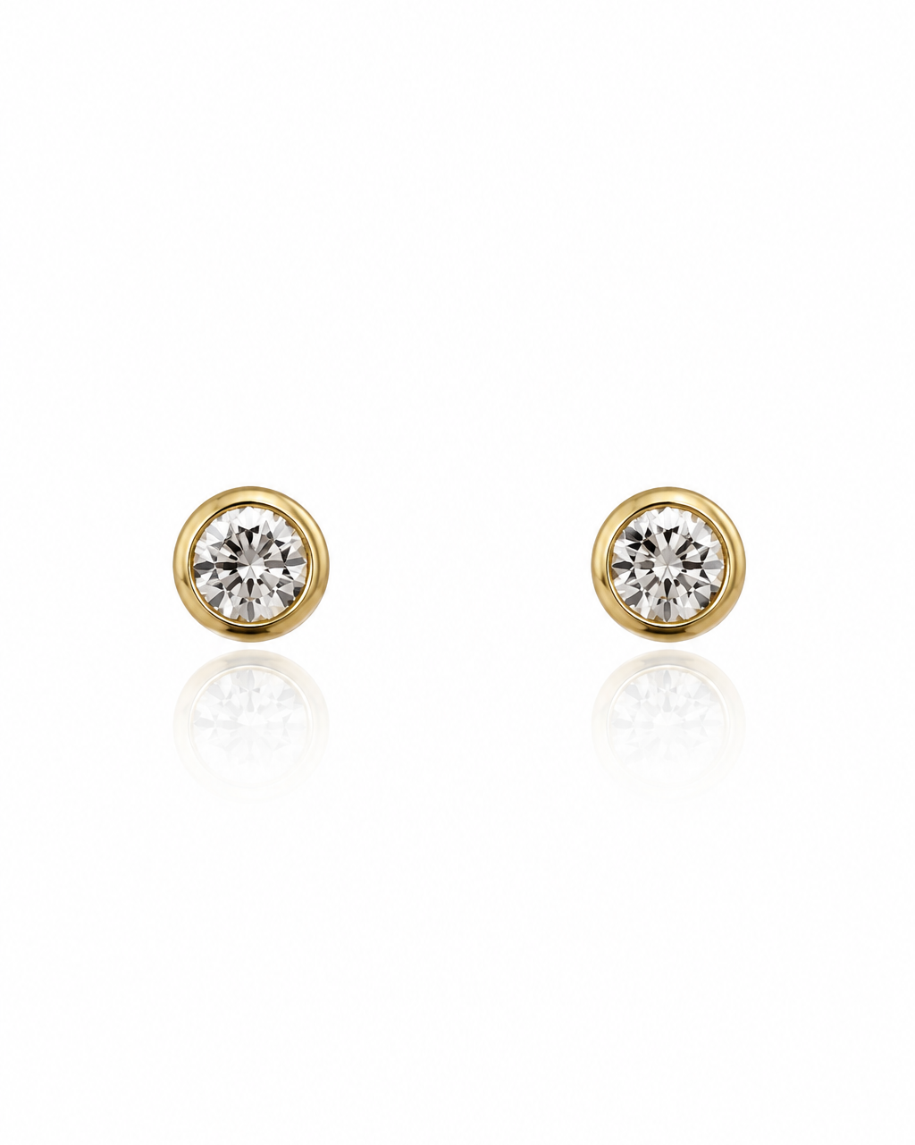 Puces d'oreilles dorées zircon serti clos minimalistes