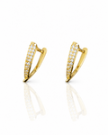 Boucles d'oreilles créoles triangulaires dorées pavé zircons