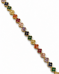 Bracelet Flora – maillons fleurs dorés et cristaux multicolores