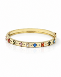 Bracelet Jonc Arc – jonc rigide doré et cristaux multicolores serties
