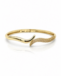 Bracelet Vague – jonc rigide doré avec extrémité pavée de cristaux champagne