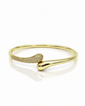 Bracelet Croisé – jonc rigide doré aux extrémités croisées pavé de cristaux champagne